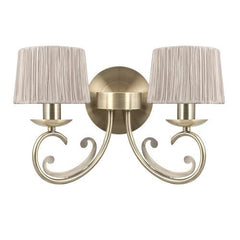 Mariann 2 Light Antique Brass Wall Fitting with Shades - Cusack Lighting