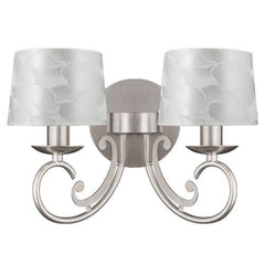 Mariann 2 Light Silver Leaf Wall Light with Shades - Cusack Lighting