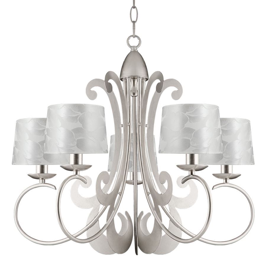 Mariann 5 Light Silver Leaf Fitting with Shades - Cusack Lighting