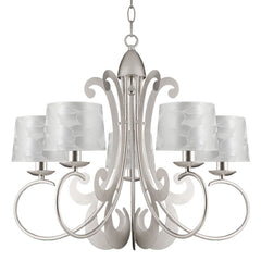 Mariann 5 Light Silver Leaf Fitting with Shades - Cusack Lighting