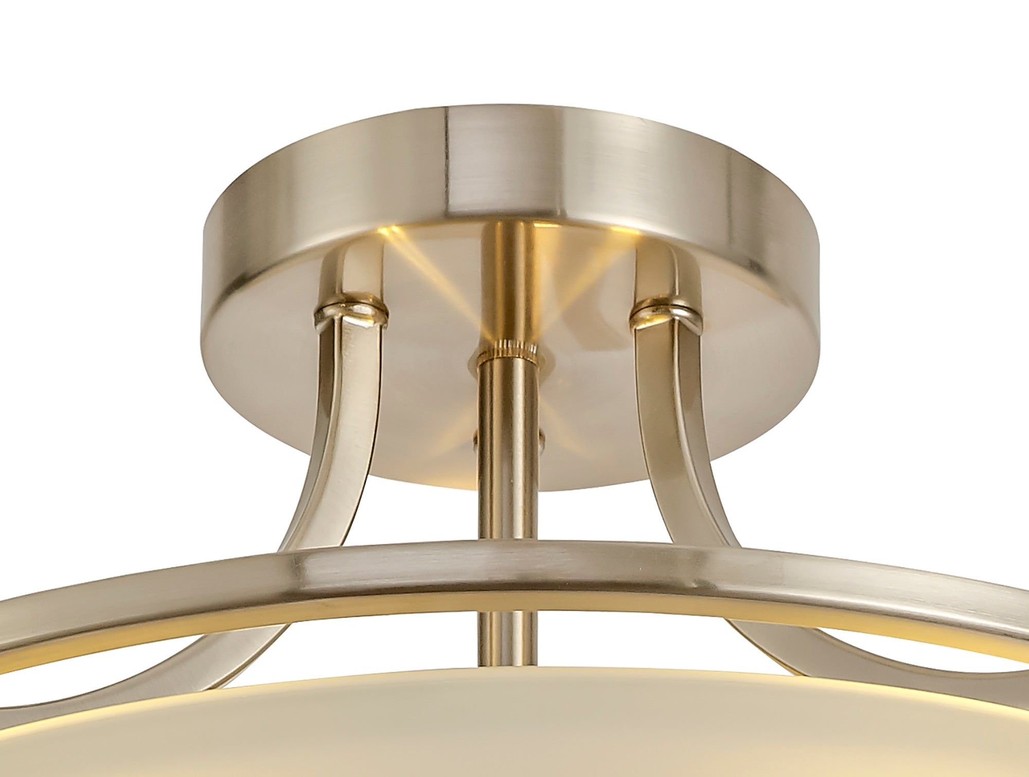 Mario Semi-Flush Ceiling, 3 Light E27, Antique Brass/Frosted Glass