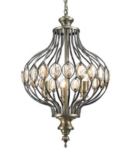 Marisa Single Pendant 3 Light E14 Antique Brass/Amber Crystal