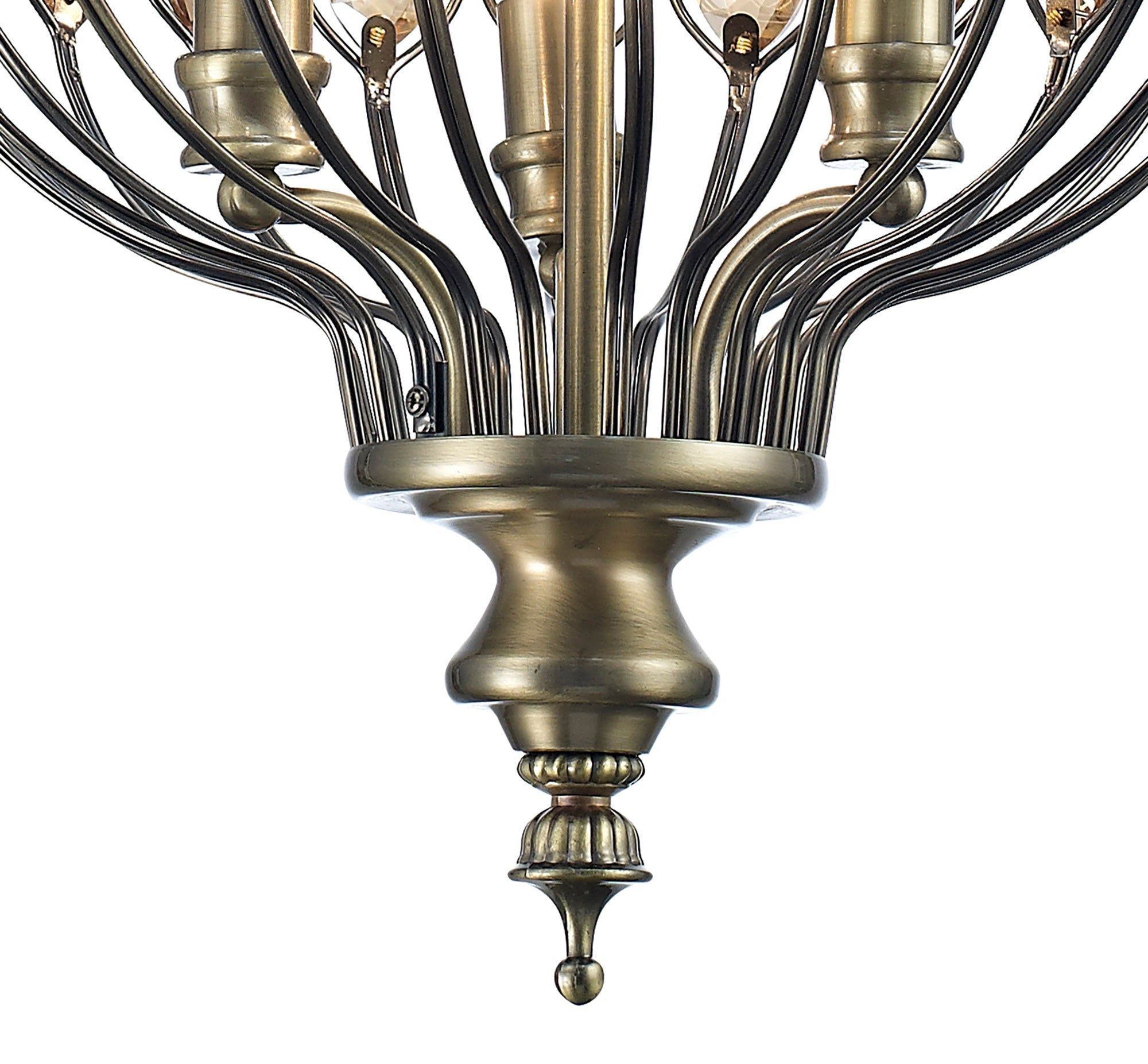 Marisa Single Pendant 3 Light E14 Antique Brass/Amber Crystal