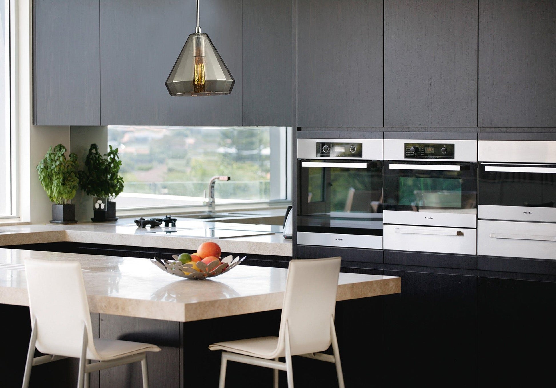Markus Single Medium Cone Pendant 1 Light E27 Polished Chrome/Smoke Black Glass