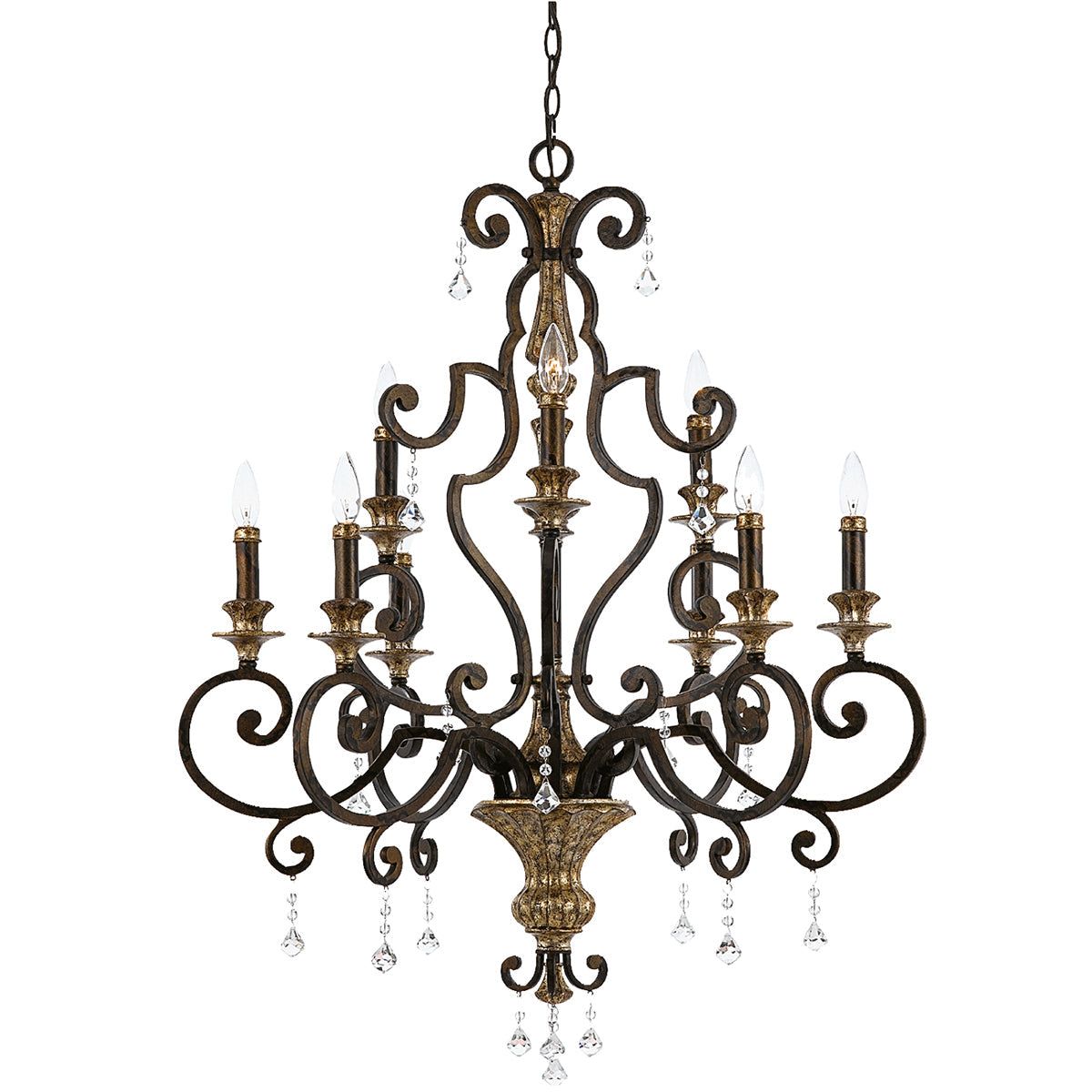 Marquette 9Lt Chandelier Ceiling Light - Heirloom Finish