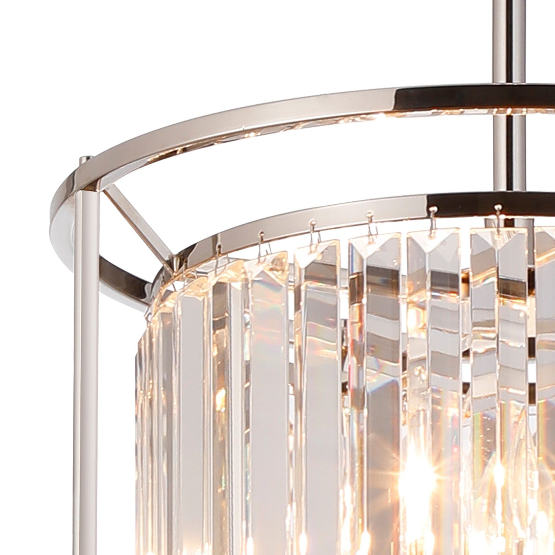 Belle 2 Tier Centre Ceiling Light/Semi Ceiling Convertible, 3+3 x E14 - Polished Nickel & Clear P20