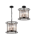 Belle Centre Ceiling Light/Semi Ceiling Convertible, 3Lt x E27 - Satin Black & Clear IP20