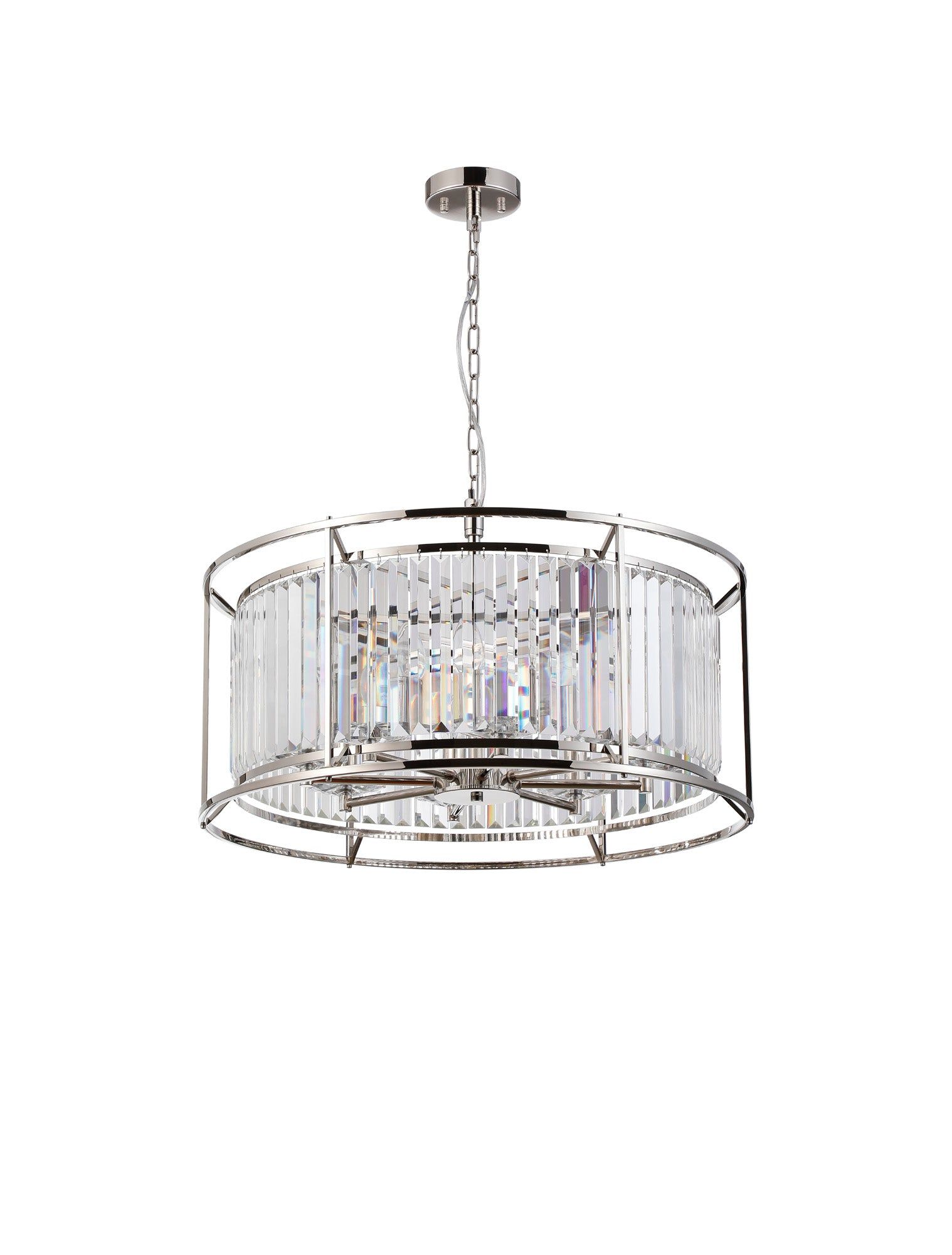 Belle Centre Ceiling Light/Semi Ceiling Convertible, 8Lt x E27 - Polished Nickel & Clear IP20
