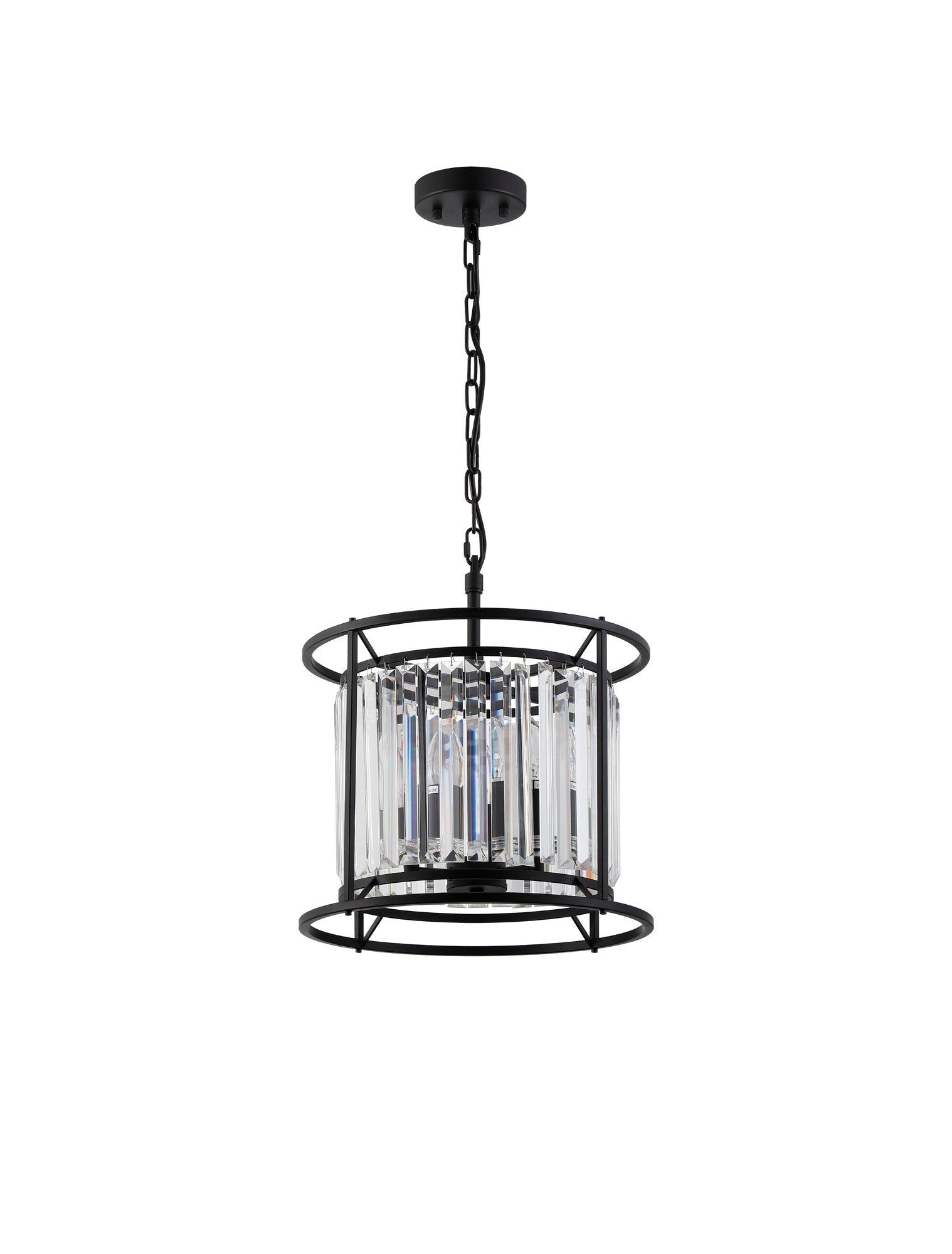 Belle Centre Ceiling Light/Semi Ceiling Convertible, 3Lt x E27 - Satin Black & Clear IP20