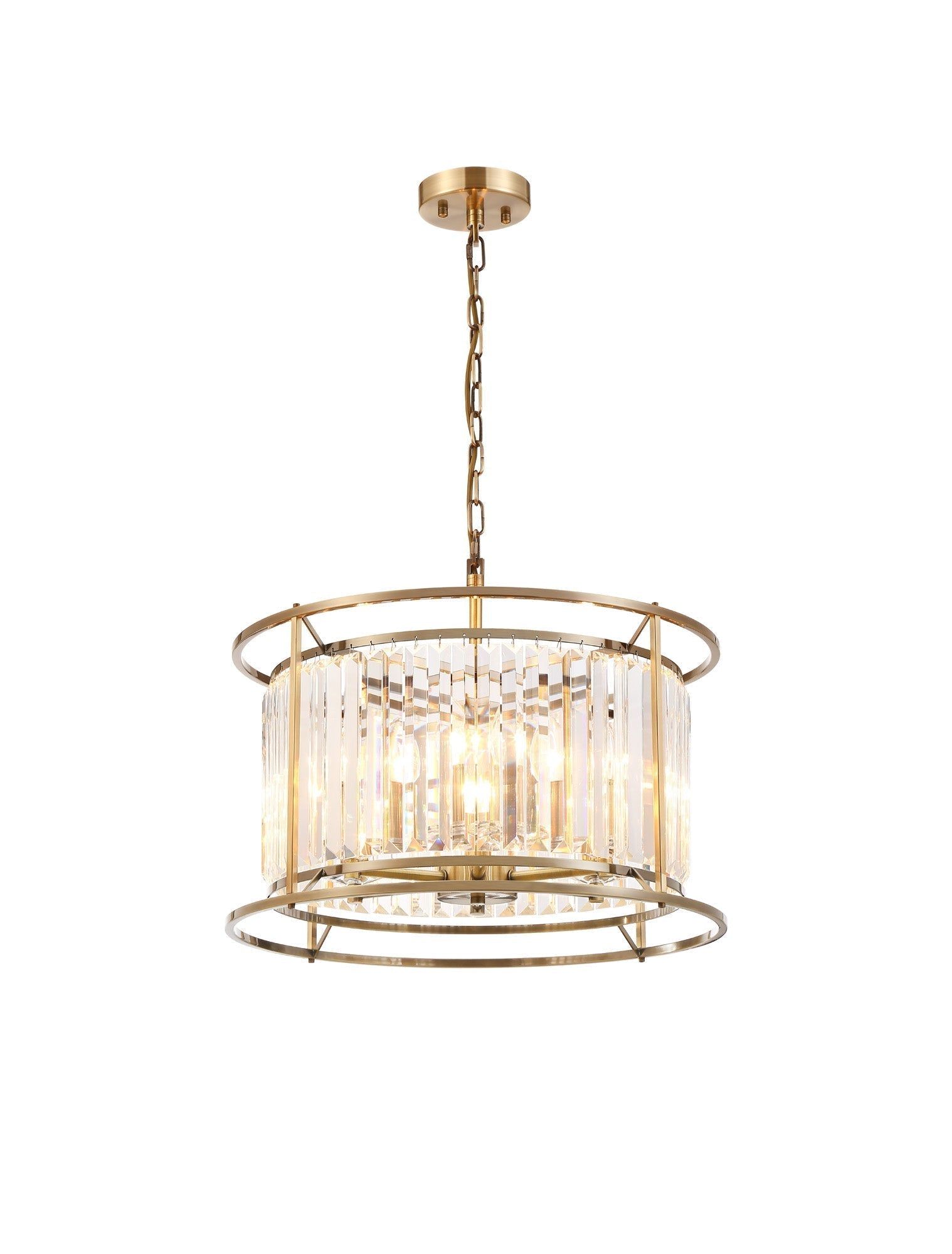 Belle Centre Ceiling Light/Semi Ceiling Convertible, 6Lt x E27 - Antique Brass & Clear IP20