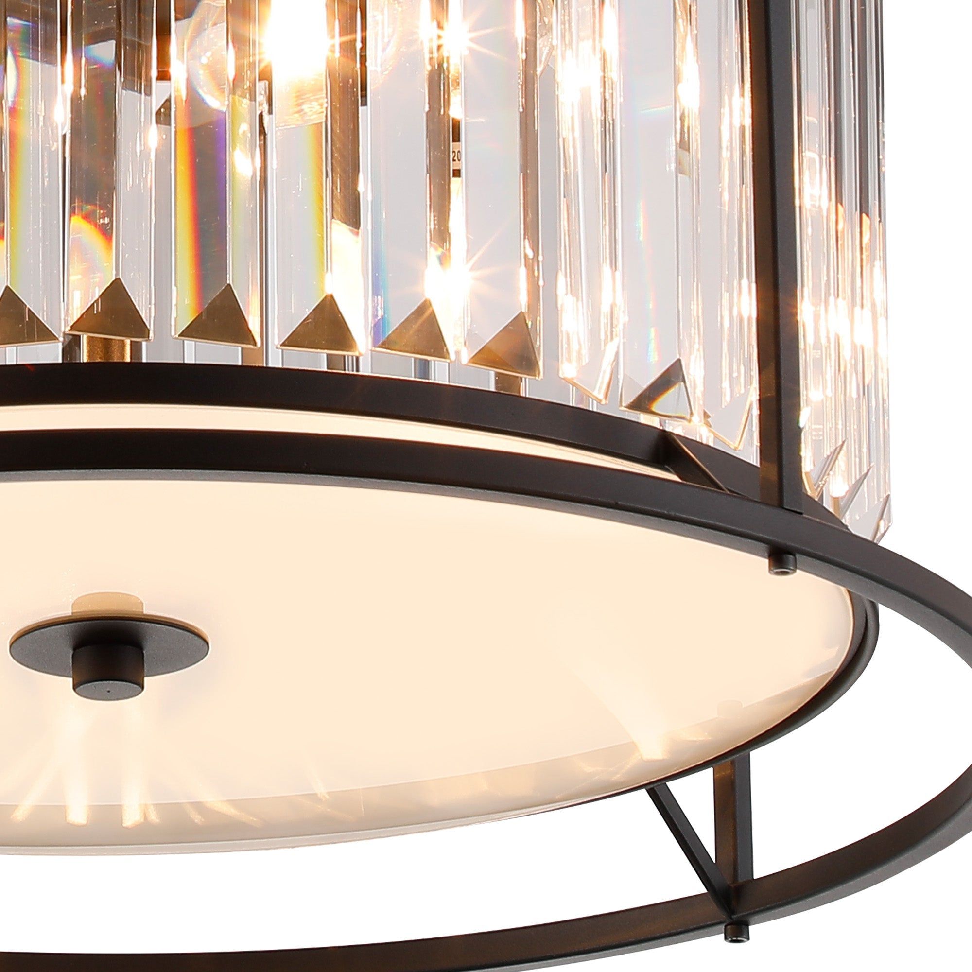Belle Flush Ceiling Light 4Lt x E27 - Satin Black & Clear IP20