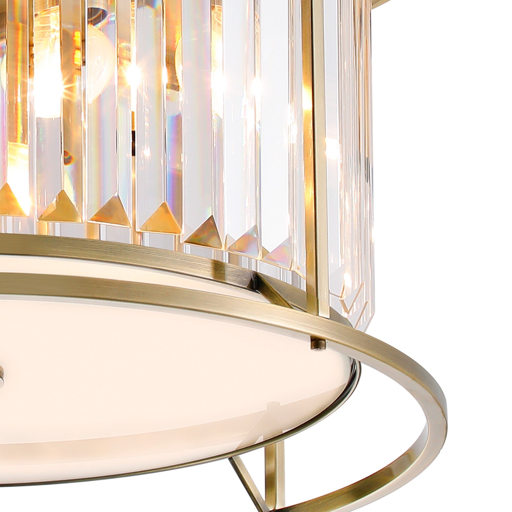 Belle Flush Ceiling Light 4Lt x E27 - Antique Brass & Clear IP20