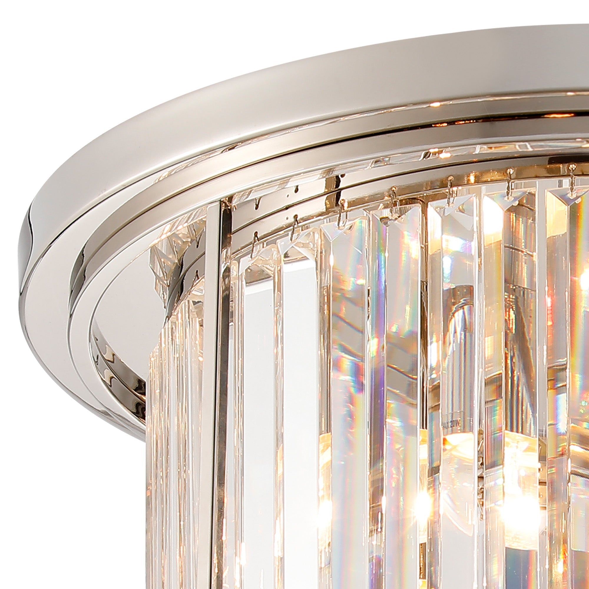 Belle Flush Ceiling Light 4Lt x E27 - Polished Nickel & Clear IP20