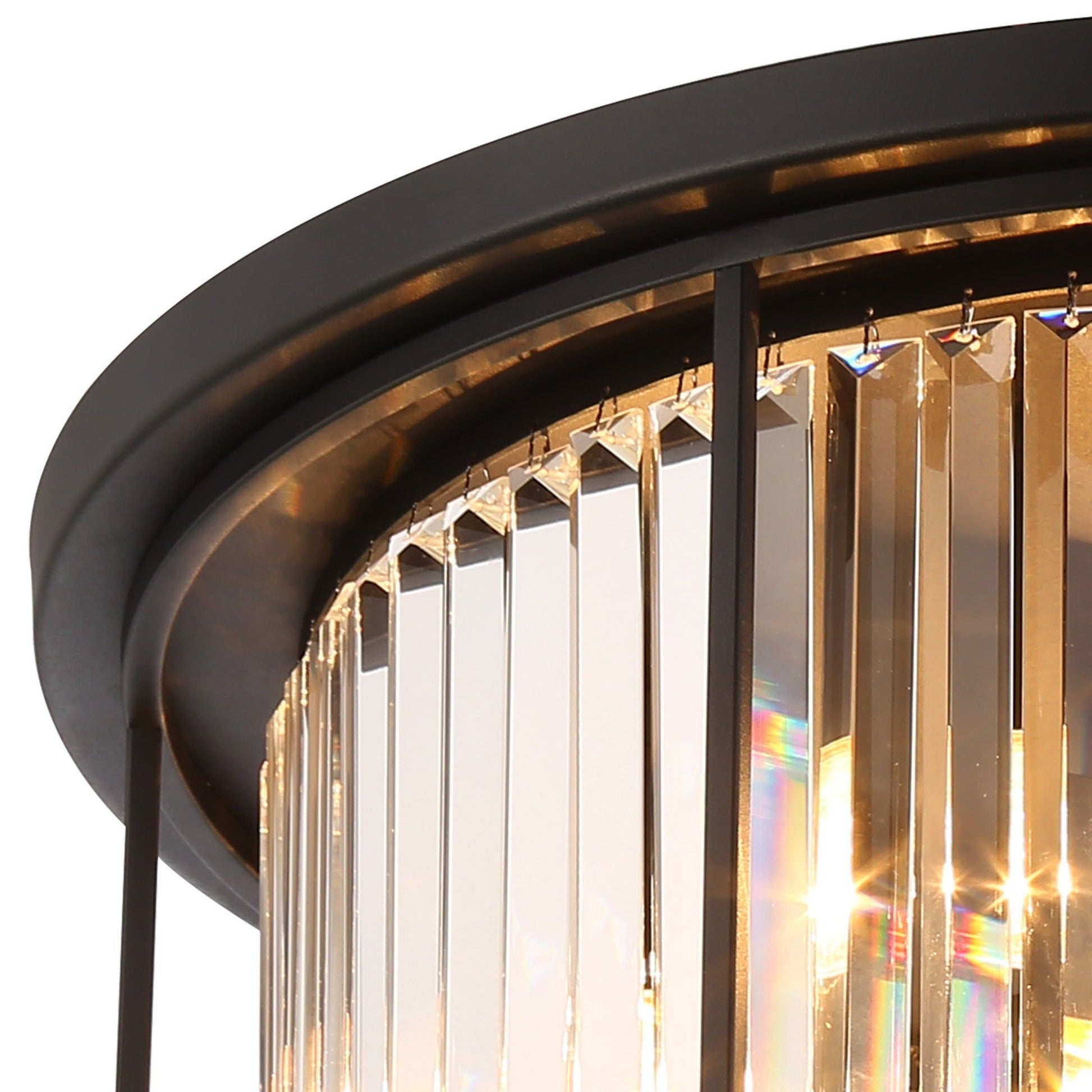 Belle Flush Ceiling Light 6Lt x E27 -Satin Black & Clear IP20