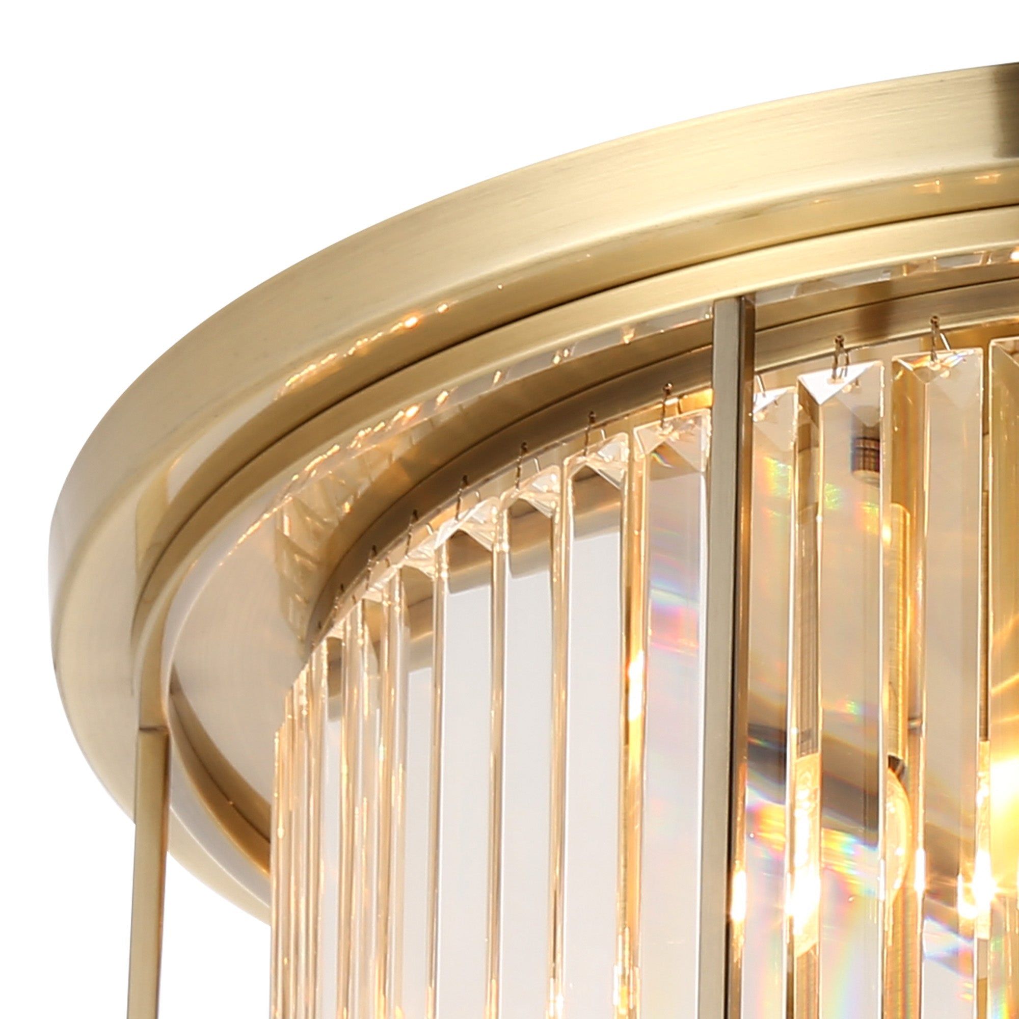 Belle Flush Ceiling Light 6Lt x E27 - Antique Brass & Clear IP20