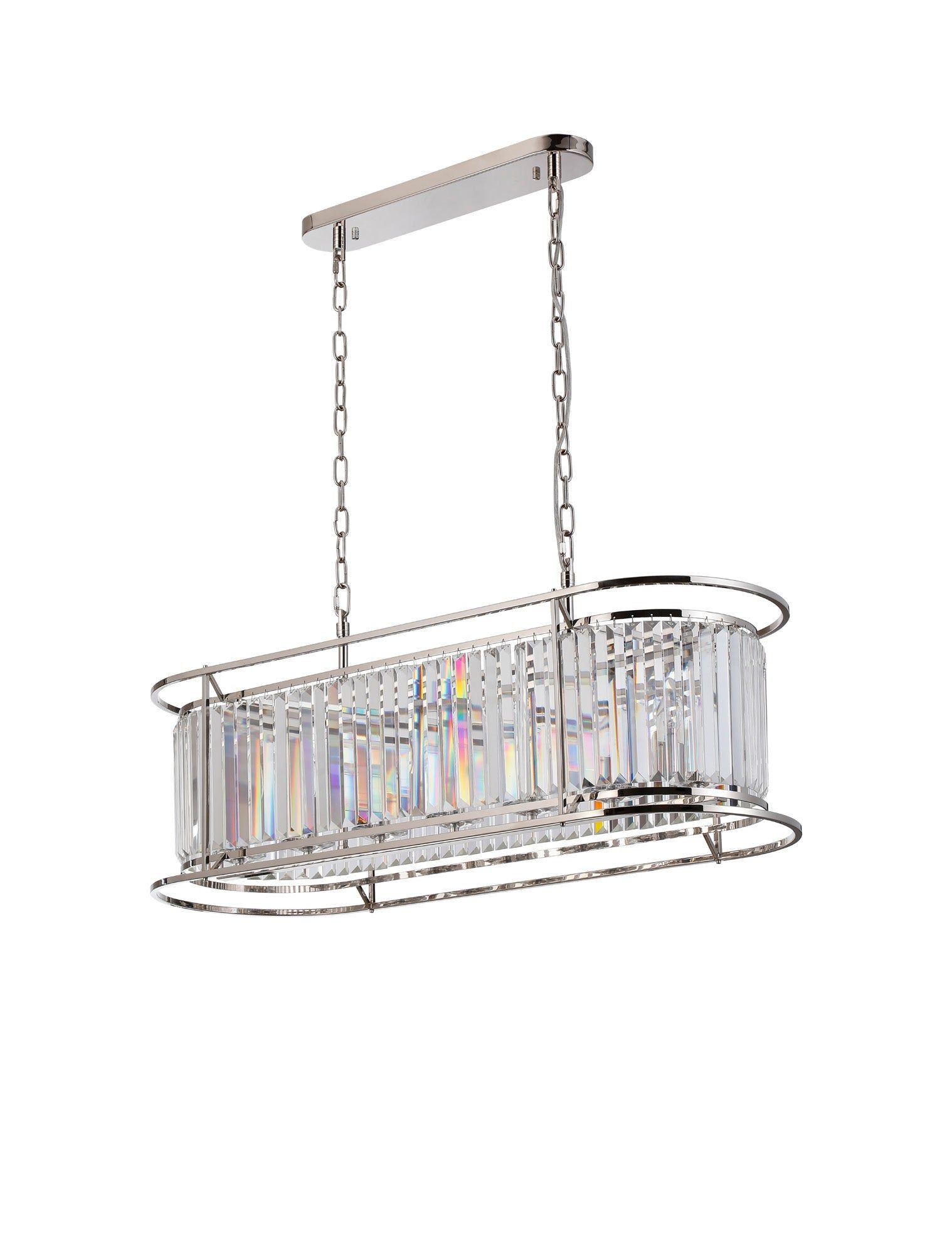 Belle Kitchen Table/Island Ceiling Light, 7Lt x E14 - Polished Nickel & Clear IP20