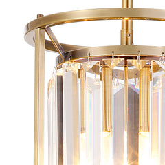 Belle Semi Flush Ceiling Light, 1Lt x E27 - Antique Brass & Clear IP20