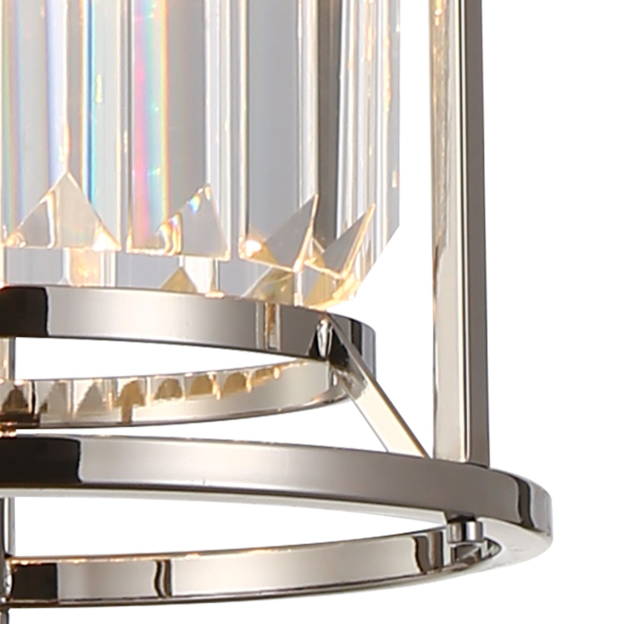 Belle Semi Flush Ceiling Light, 1Lt x E27 - Polished Nickel & Clear IP20