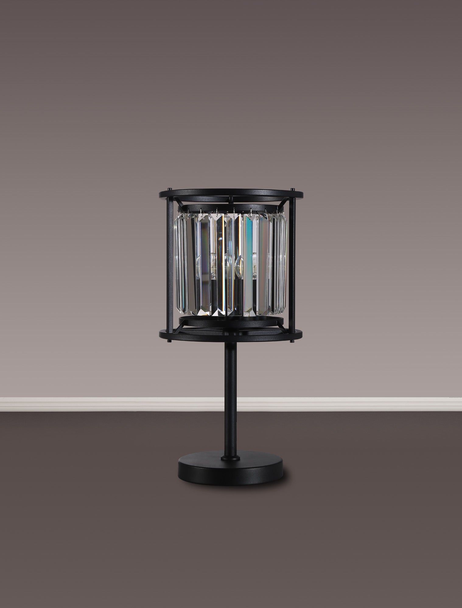 Belle Table Lamp, 1Lt x E27 - Satin Black & Clear IP20