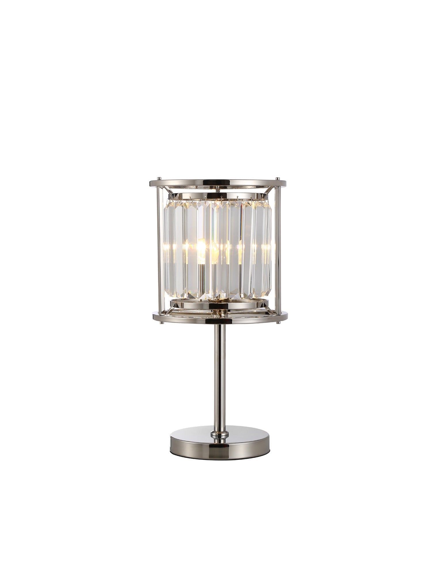 Belle Table Lamp, 1Lt x E27 - Polished Nickel & Clear IP20