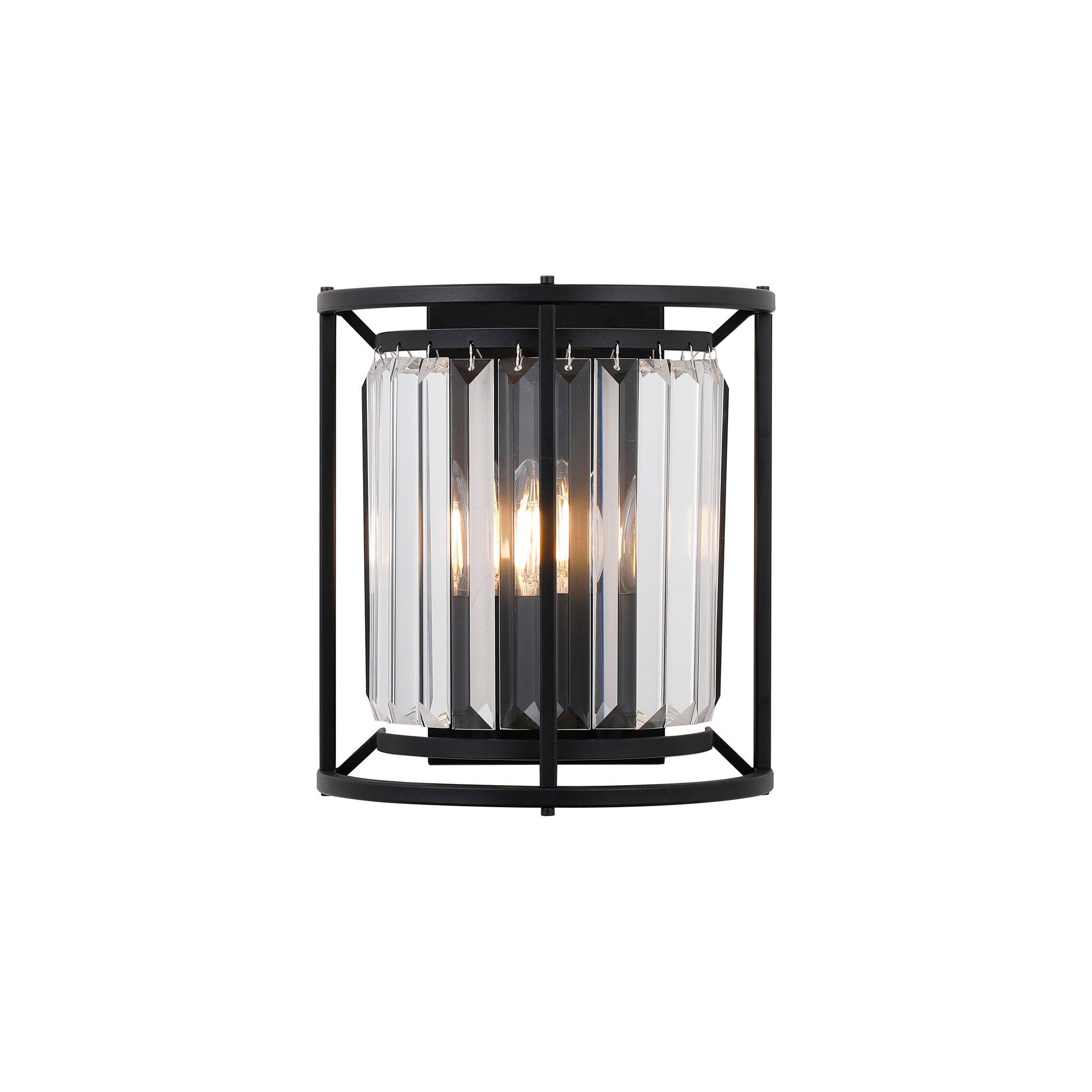 Belle Wall Light, 2Lt x E14 - Satin Black & Clear IP20