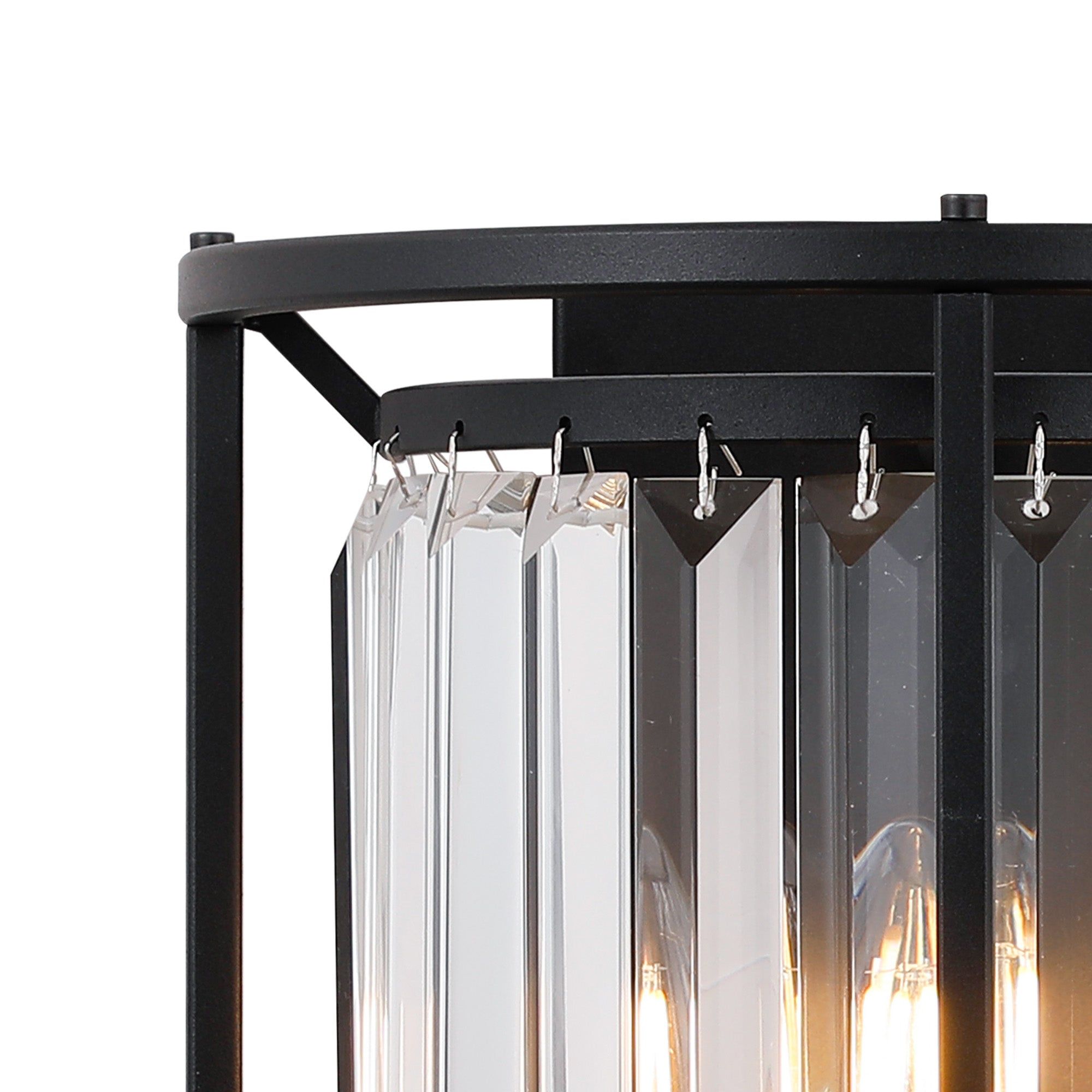 Belle Wall Light, 2Lt x E14 - Satin Black & Clear IP20
