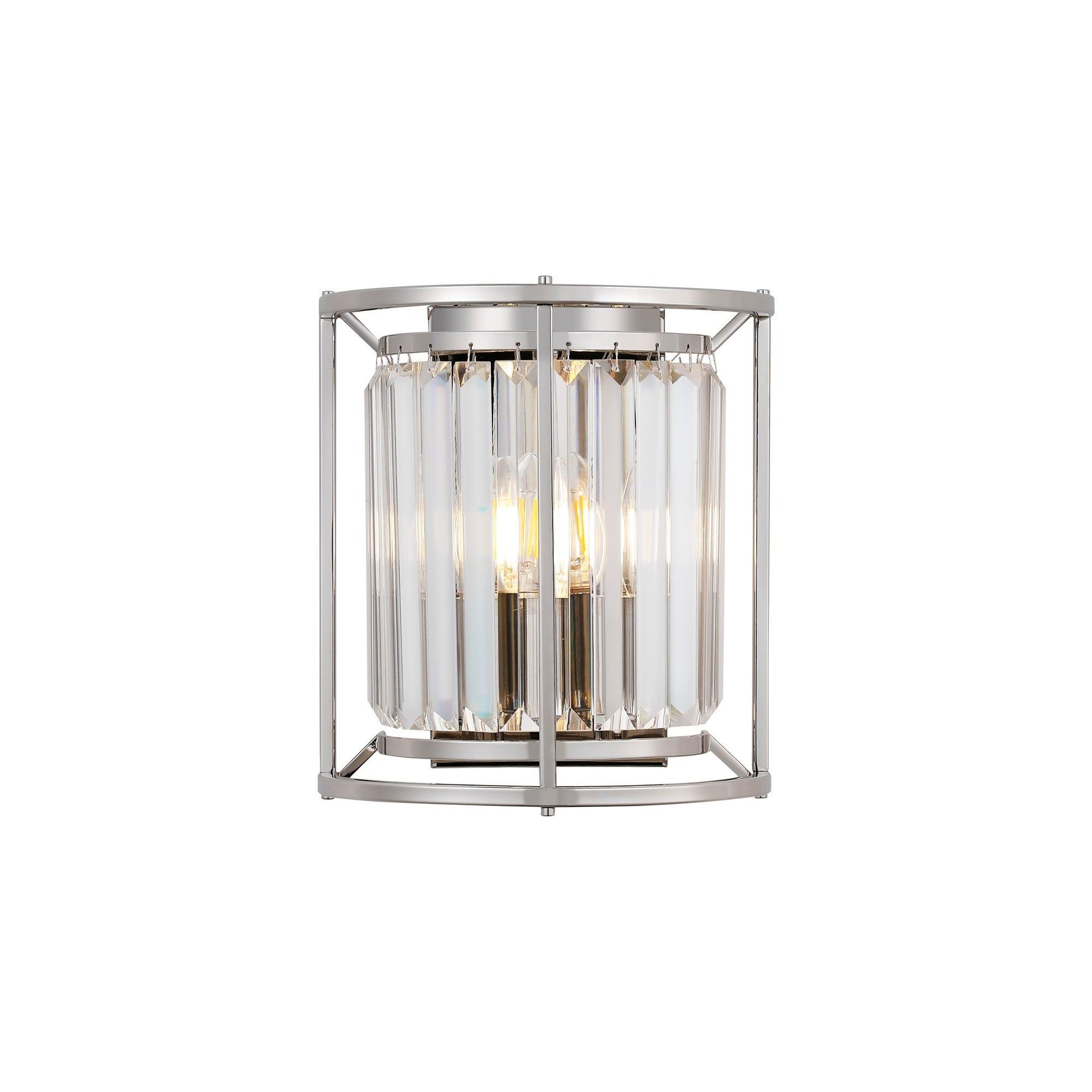 Belle Wall Light, 2Lt x E14 - Polished Nickel & Clear IP20