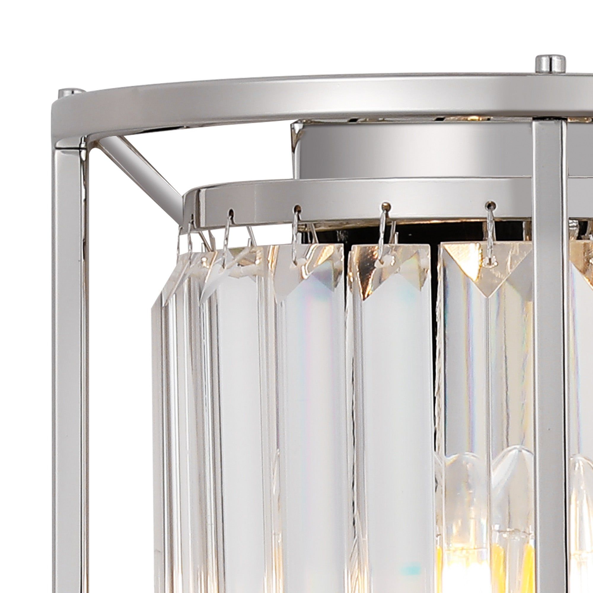 Belle Wall Light, 2Lt x E14 - Polished Nickel & Clear IP20