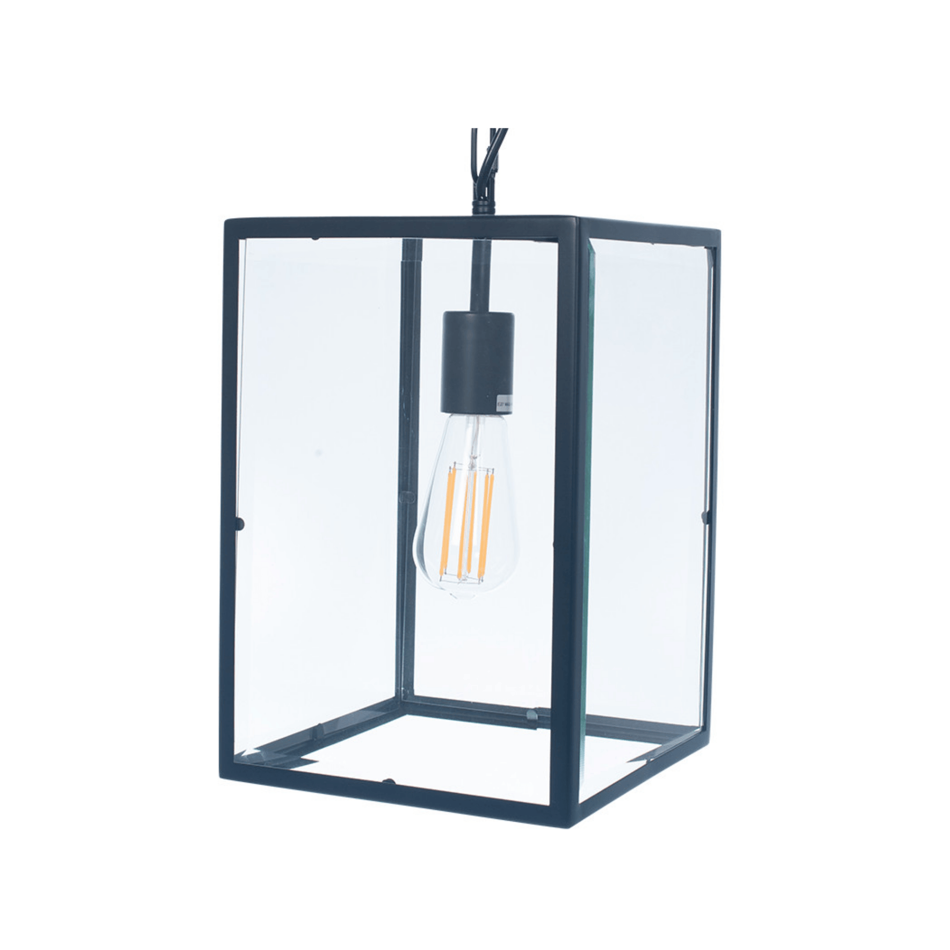 Matt Black Metal & Glass Pendant - Cusack Lighting
