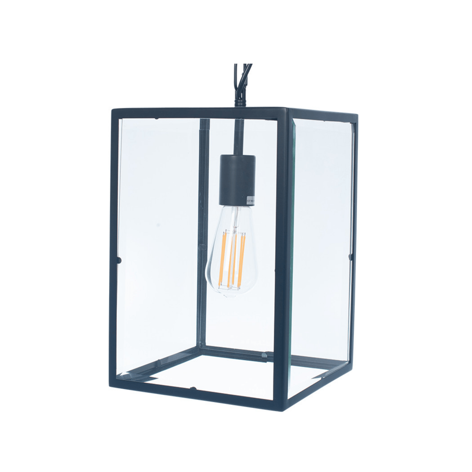 Matt Black Metal & Glass Pendant - Cusack Lighting