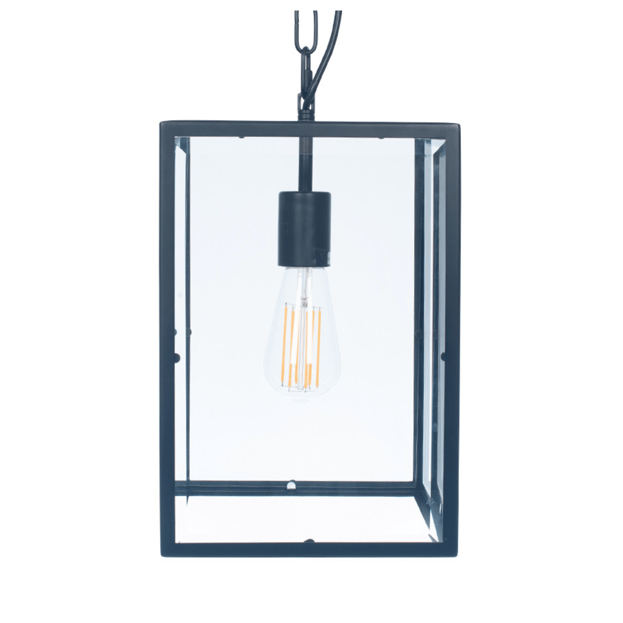 Matt Black Metal & Glass Pendant - Cusack Lighting