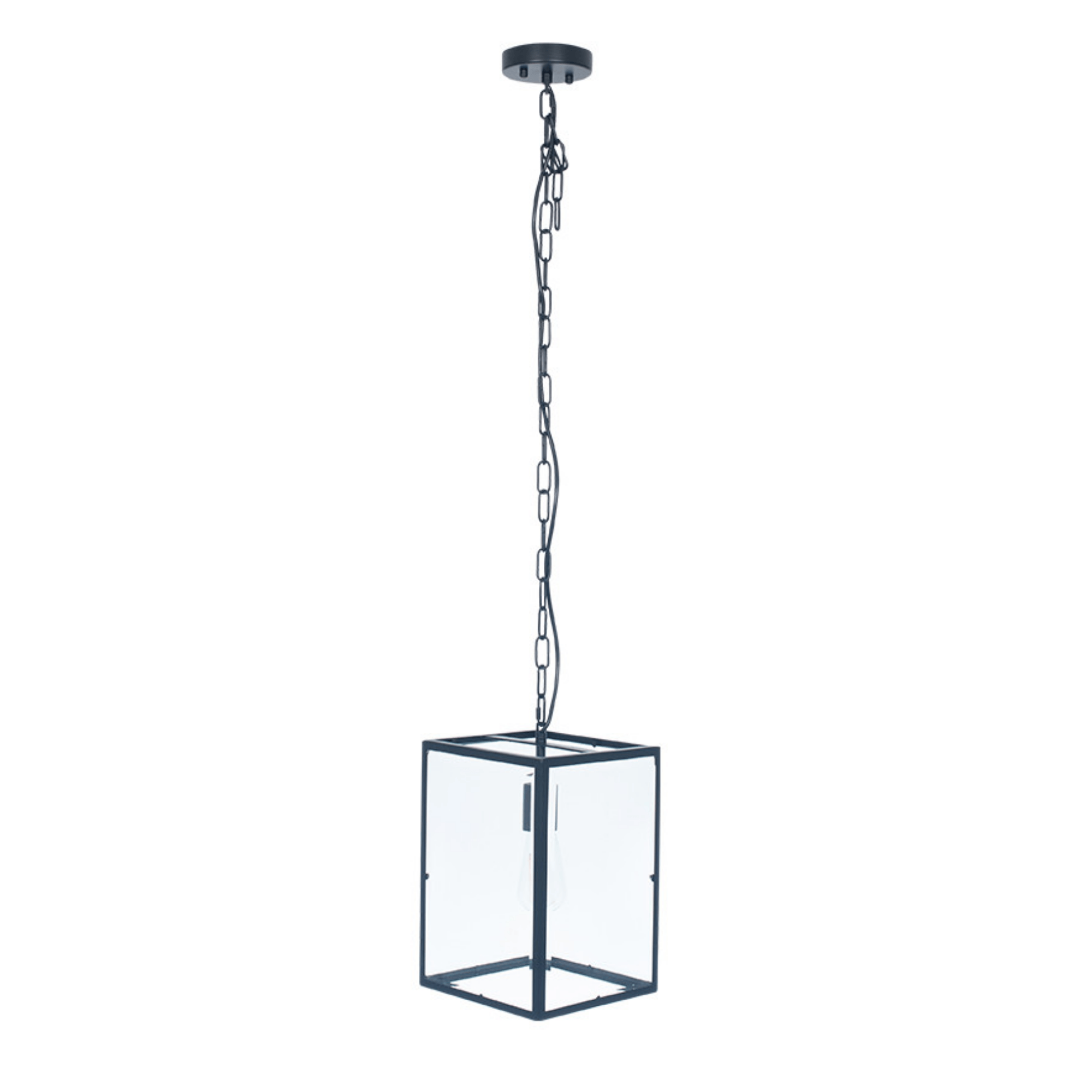 Matt Black Metal & Glass Pendant - Cusack Lighting