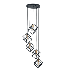 Matt Black Metal Five Cube Pendant - Cusack Lighting