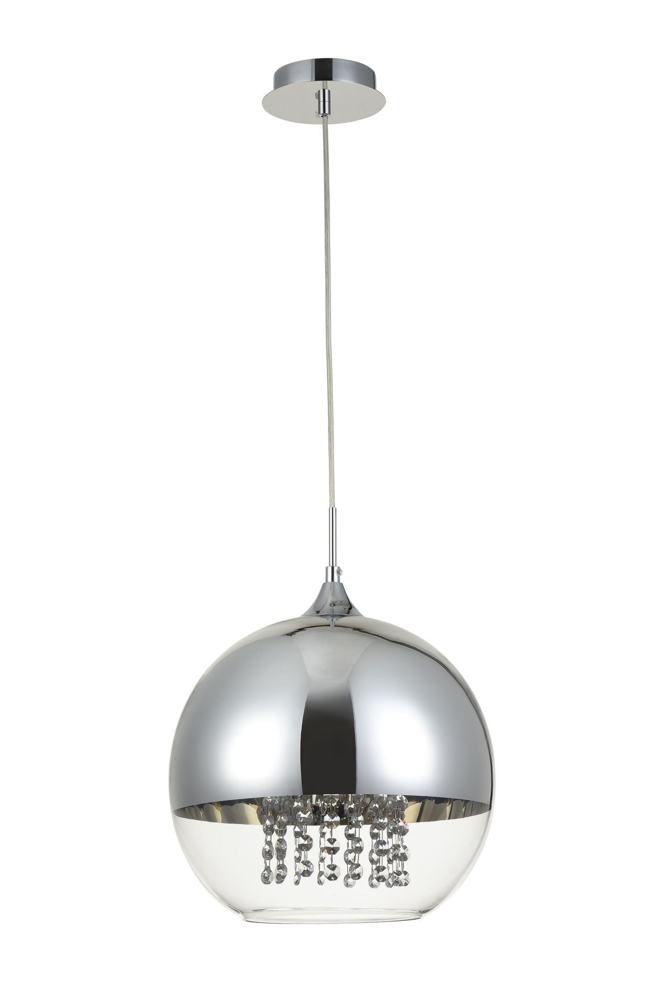 Maytoni Fermi 1Lt Medium Pendant Ceiling Light - Silver & Transparent Finish