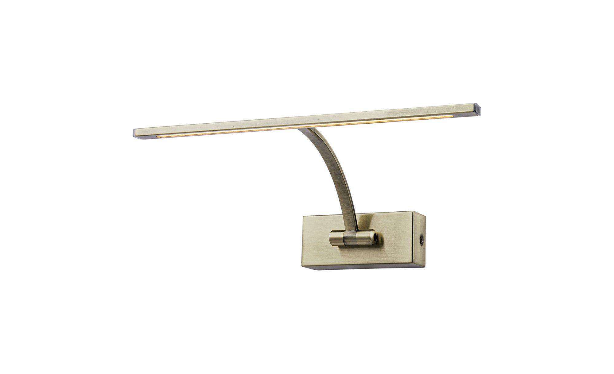Mia Small 1 Arm Wall Lamp/Picture Light, 1 x 6W LED, 3000K, 470lm, Antique Brass, 3yrs Warranty