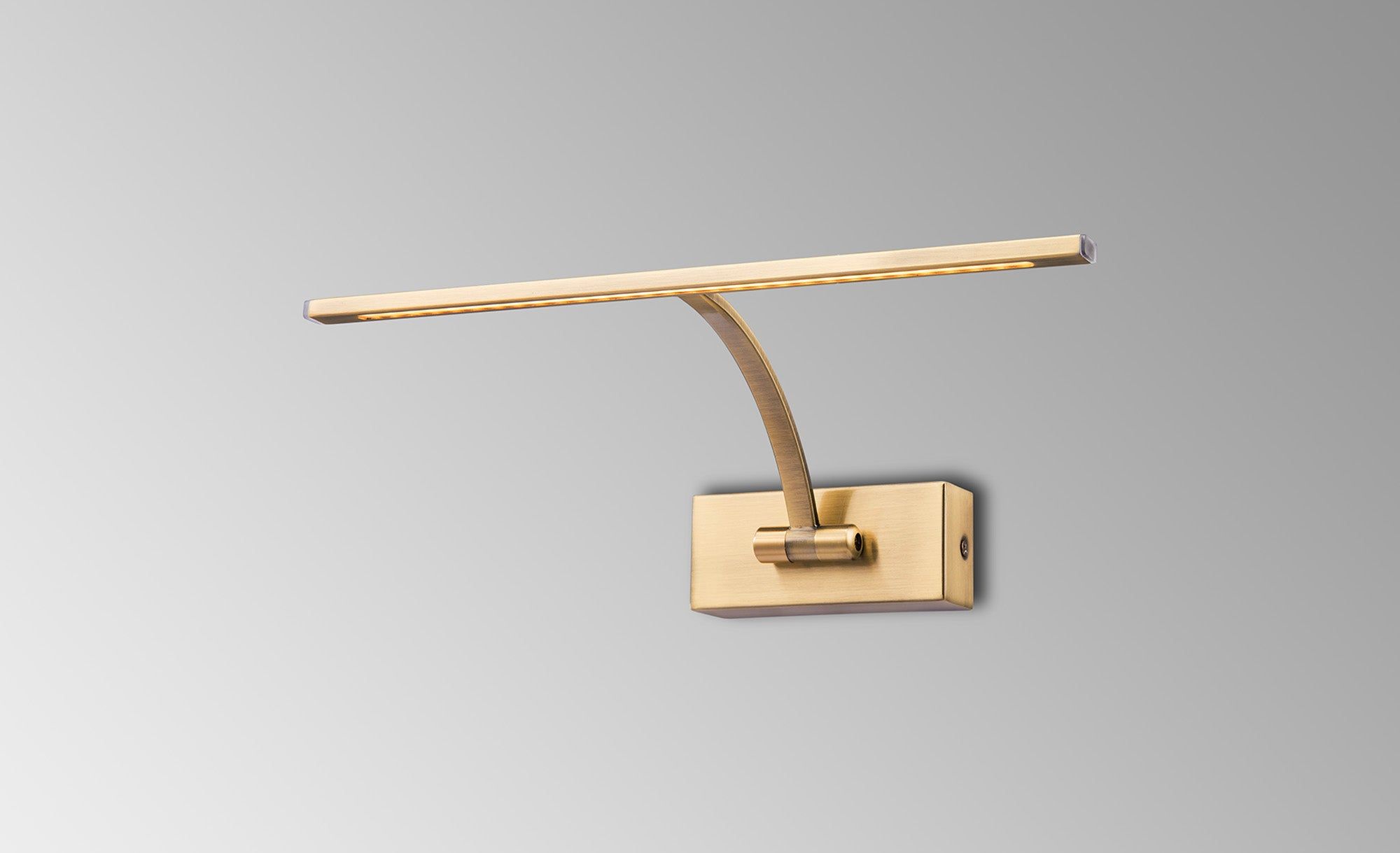 Mia Small 1 Arm Wall Lamp/Picture Light, 1 x 6W LED, 3000K, 470lm, Antique Brass, 3yrs Warranty