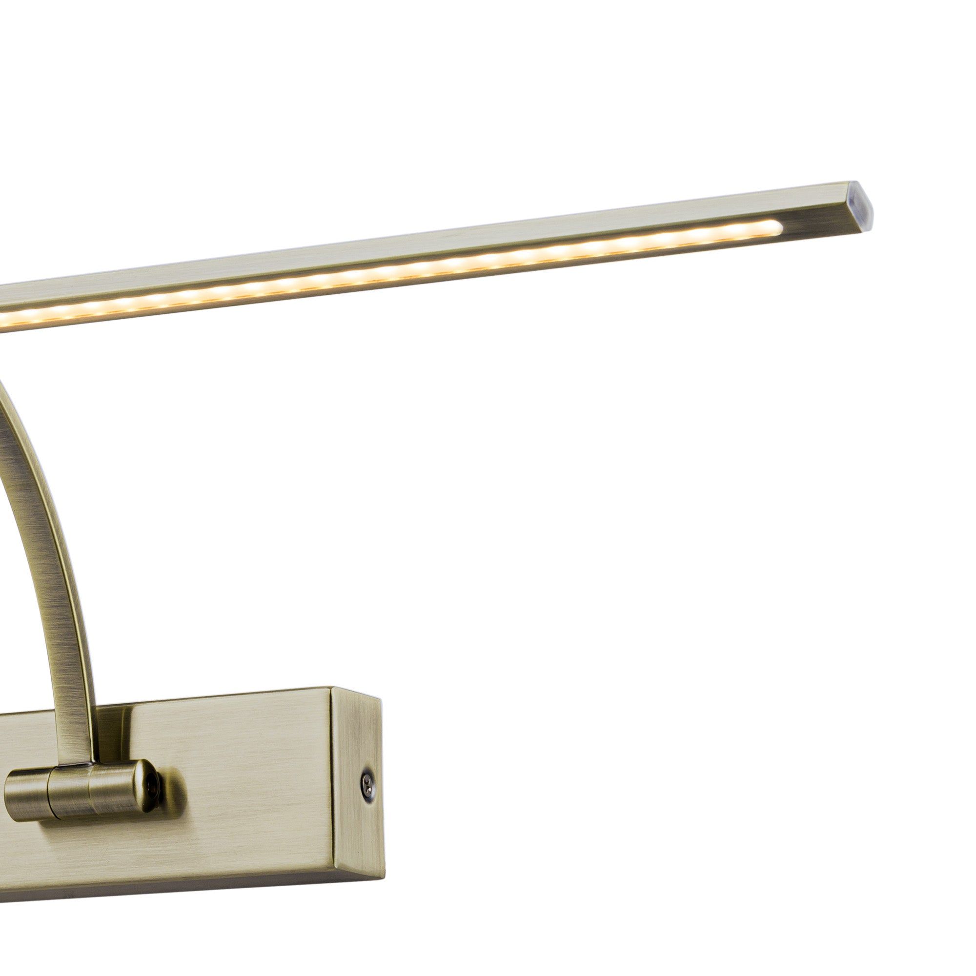 Mia Small 2 Arm Wall Lamp/Picture Light, 1 x 14W LED, 3000K, 1070lm, Antique Brass, 3yrs Warranty