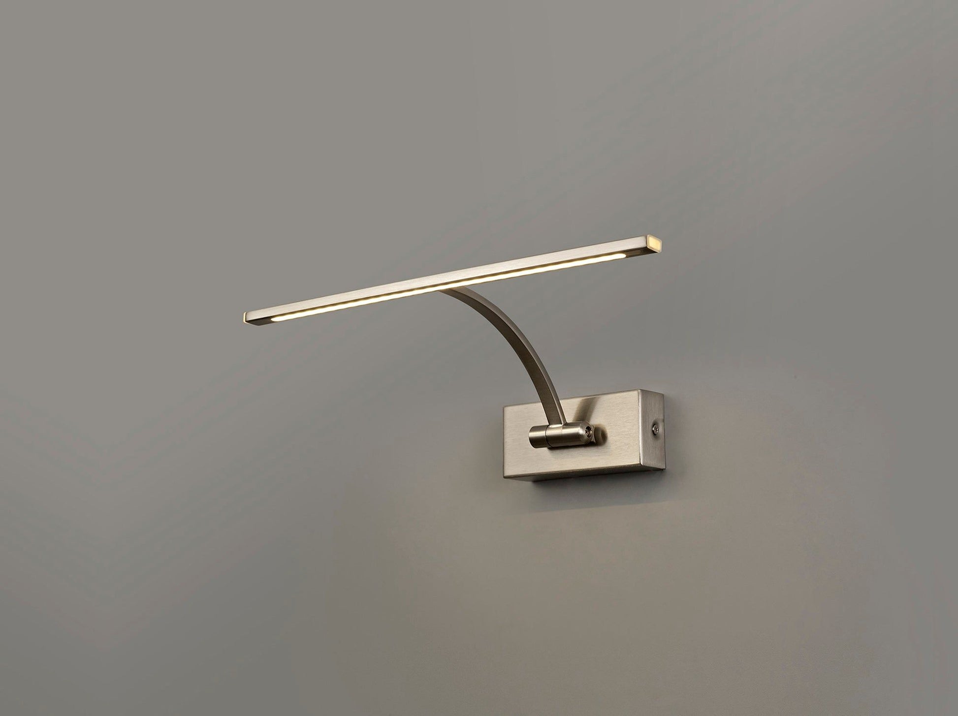 Mia Small 1 Arm Wall Lamp/Picture Light, 1 x 6W LED, 3000K, 470lm, Satin Nickel, 3yrs Warranty