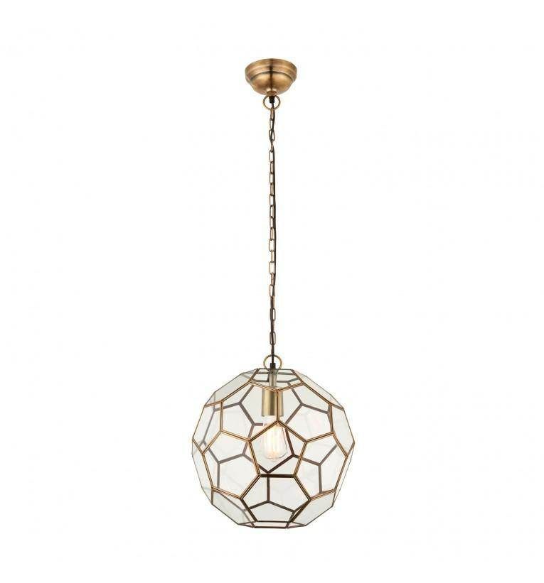 Hexagon 1 Light Pendant Antique Brass - Cusack Lighting