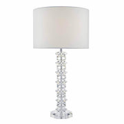 Dar Mina Table Lamp Polished Chrome & Crystal C/W Cream Cotton Shade - Cusack Lighting