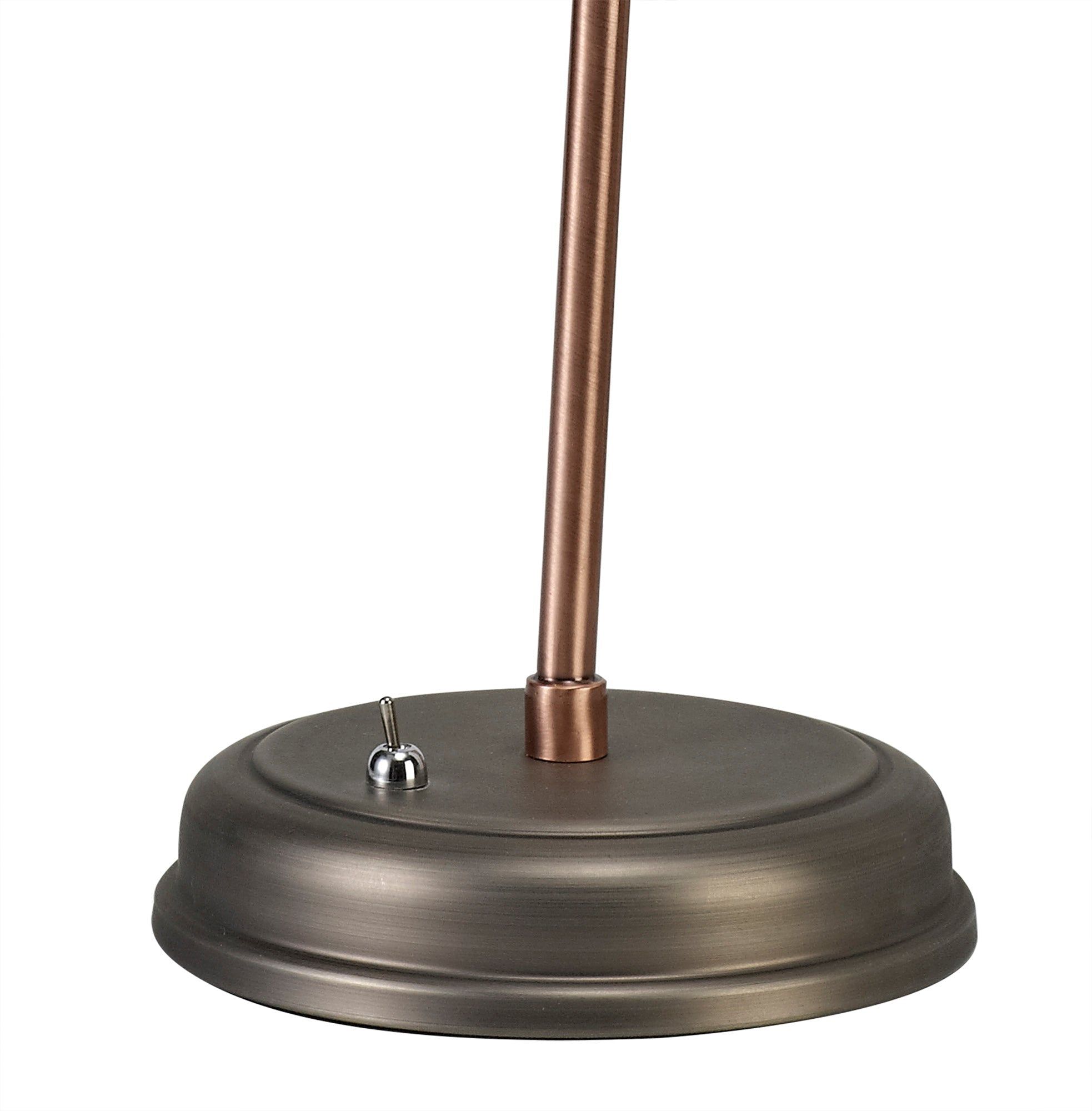 Miner Adjustable Table Lamp, 1 x E27, Antique Silver/Copper/White