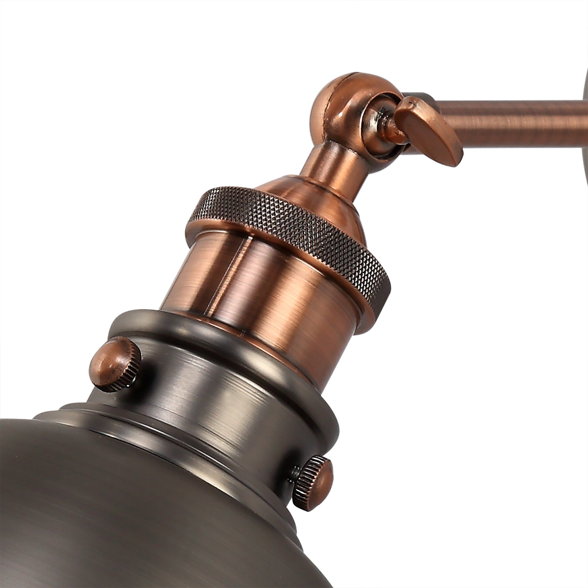Miner Adjustable Wall Lamp, 1 x E27, Antique Silver/Copper/White