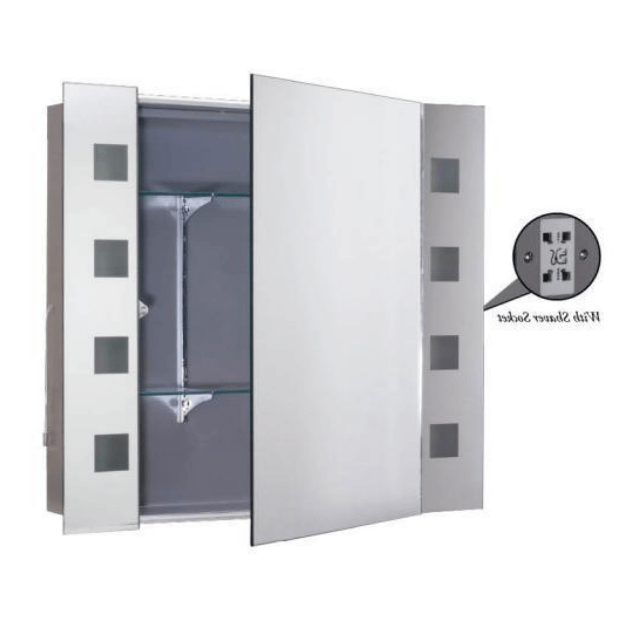 MIR7400 | MIRROR CABINET WITH LIGHTS & SHAVER SOCKETT | IP44 RATED - Cusack Lighting