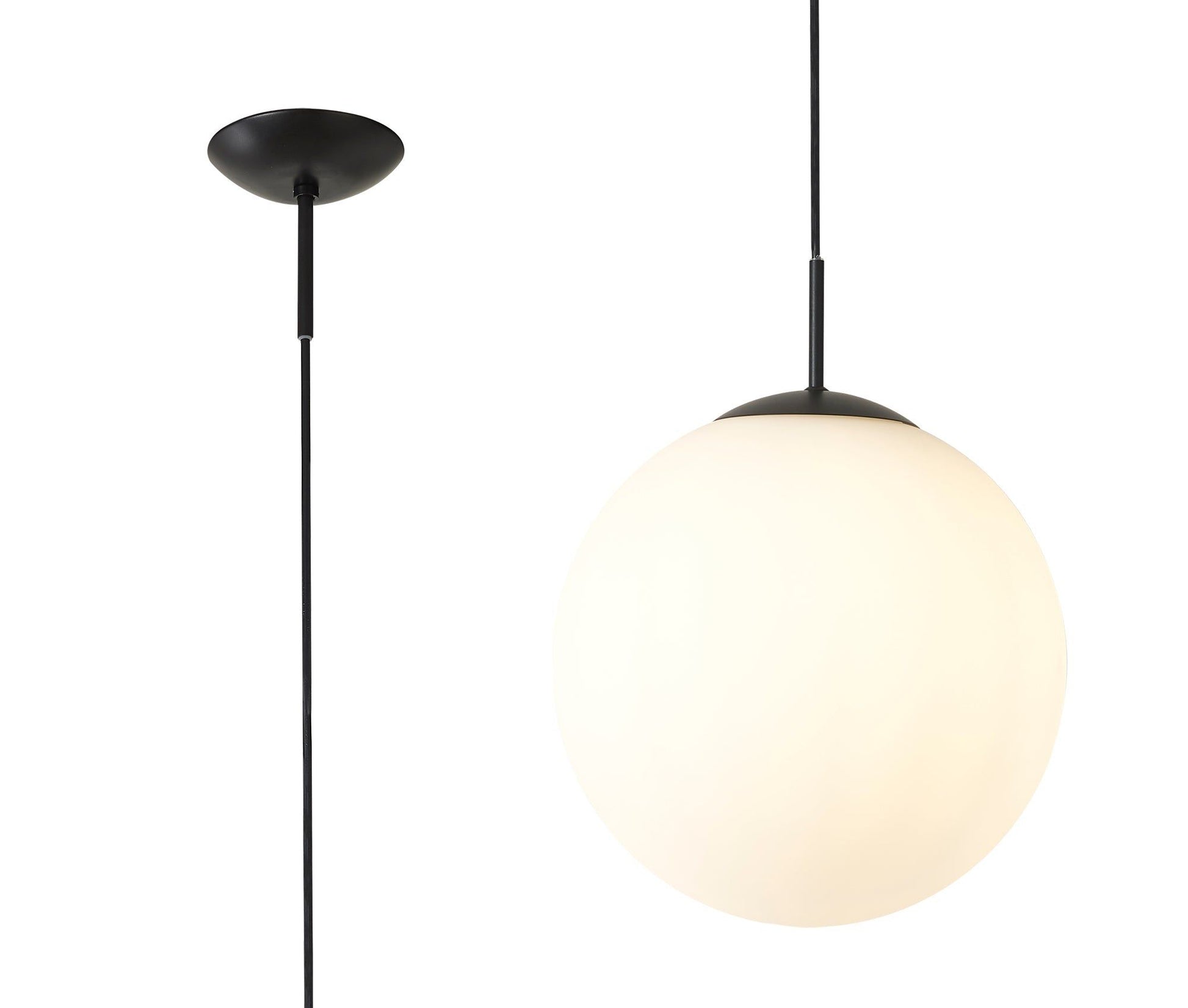 Miranda Pendant Ceiling Light Small/Medium/Large - Polished Chrome & Clear Glass/Copper & Clear Glass/Satin Nickel & White Glass/Matt Black/Smoke Fade Glass./Antique Gold Suspension with Gold/Black Suspension With Frosted White Glass Finish IP20