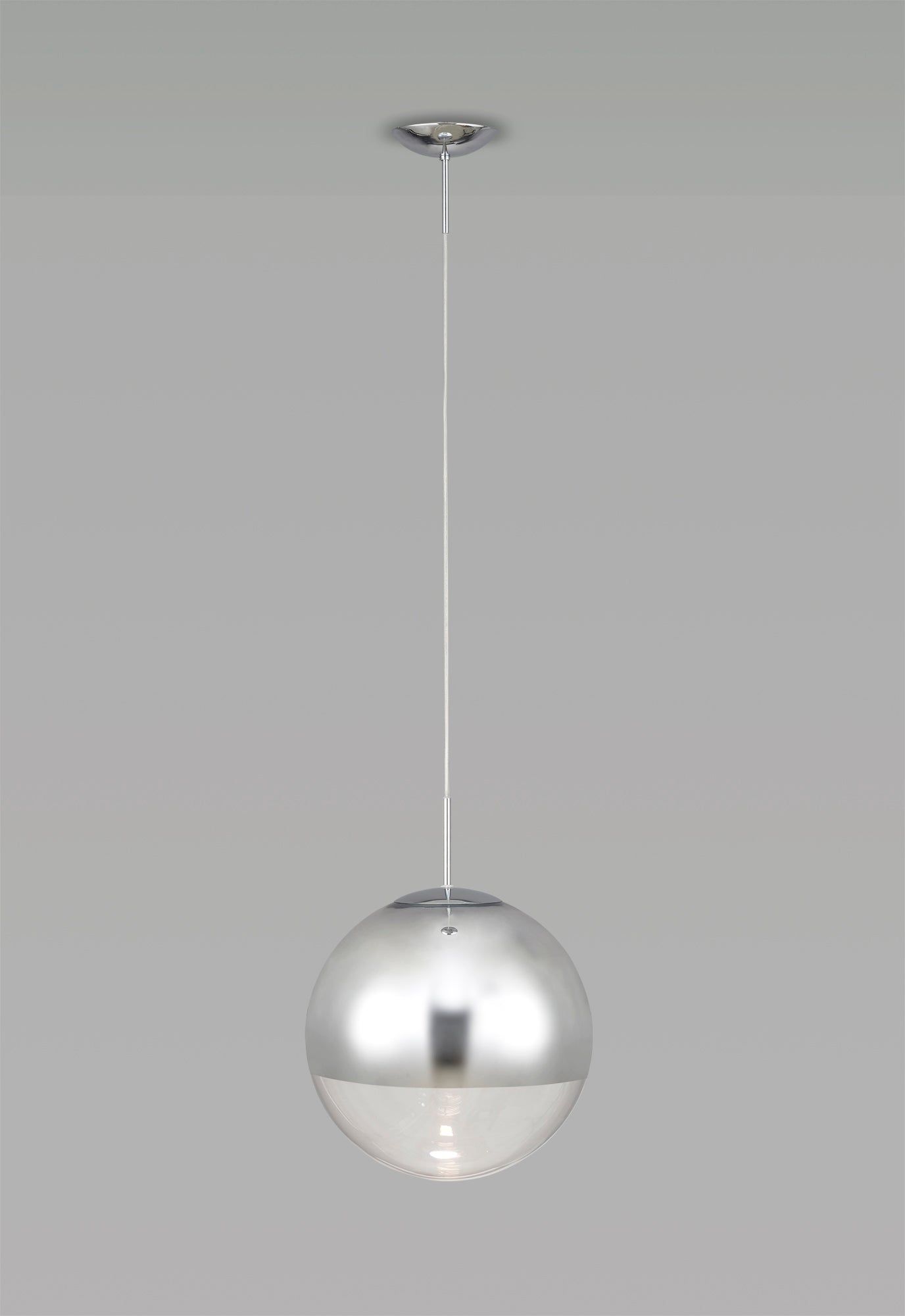 Miranda Small Ball Pendant 1 Light E27 Polished Chrome Suspension With Mirrored/Clear Glass Globe