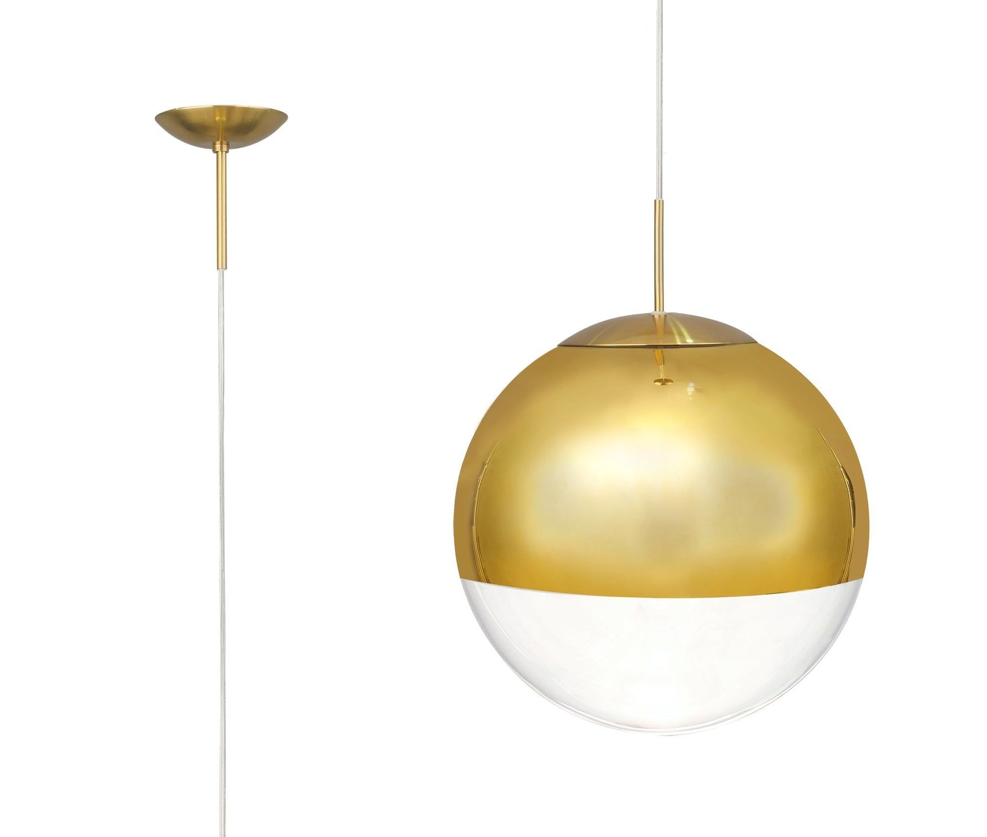 Miranda Pendant Ceiling Light Small/Medium/Large - Polished Chrome & Clear Glass/Copper & Clear Glass/Satin Nickel & White Glass/Matt Black/Smoke Fade Glass./Antique Gold Suspension with Gold/Black Suspension With Frosted White Glass Finish IP20
