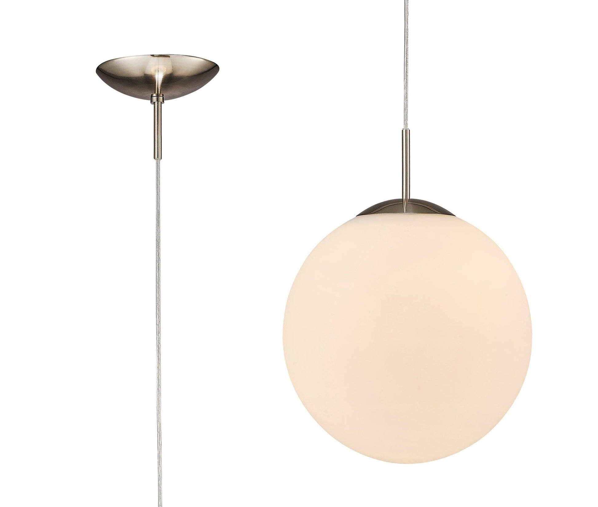 Miranda Pendant Ceiling Light Small/Medium/Large - Polished Chrome & Clear Glass/Copper & Clear Glass/Satin Nickel & White Glass/Matt Black/Smoke Fade Glass./Antique Gold Suspension with Gold/Black Suspension With Frosted White Glass Finish IP20