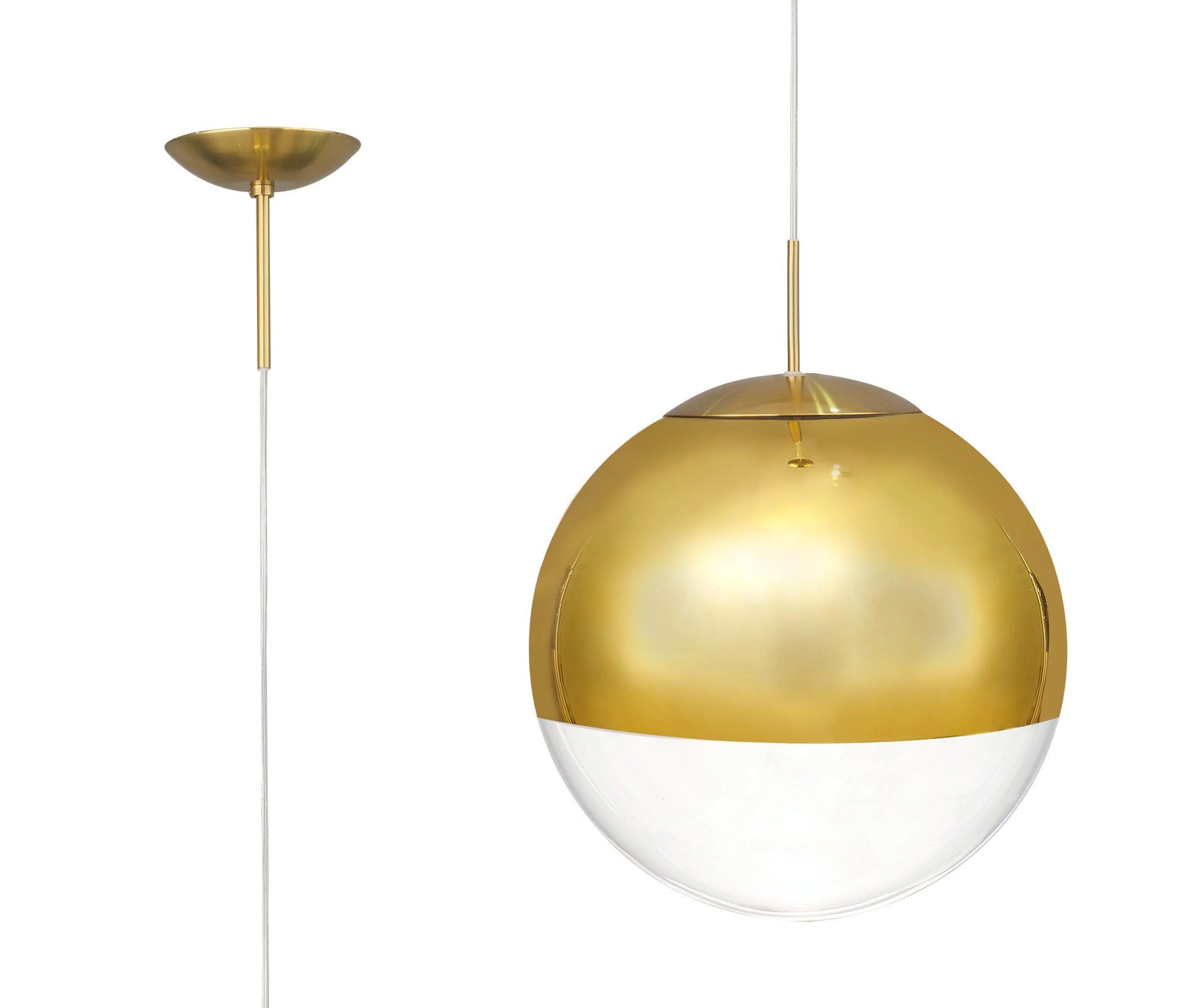 Miranda Pendant Ceiling Light Small/Medium/Large - Polished Chrome & Clear Glass/Copper & Clear Glass/Satin Nickel & White Glass/Matt Black/Smoke Fade Glass./Antique Gold Suspension with Gold/Black Suspension With Frosted White Glass Finish IP20