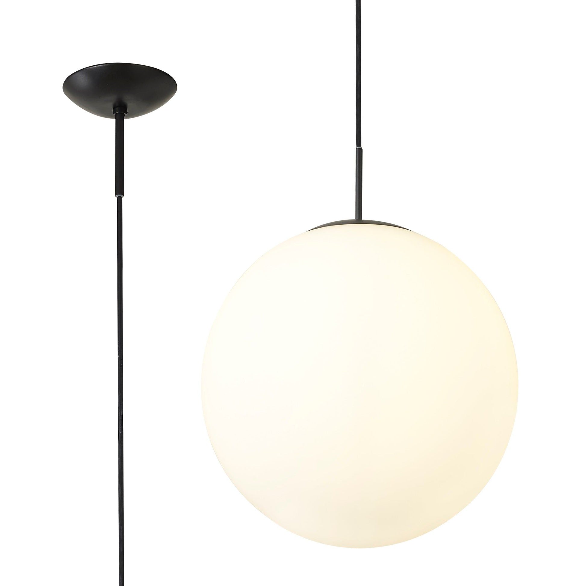 Miranda Pendant Ceiling Light Small/Medium/Large - Polished Chrome & Clear Glass/Copper & Clear Glass/Satin Nickel & White Glass/Matt Black/Smoke Fade Glass./Antique Gold Suspension with Gold/Black Suspension With Frosted White Glass Finish IP20