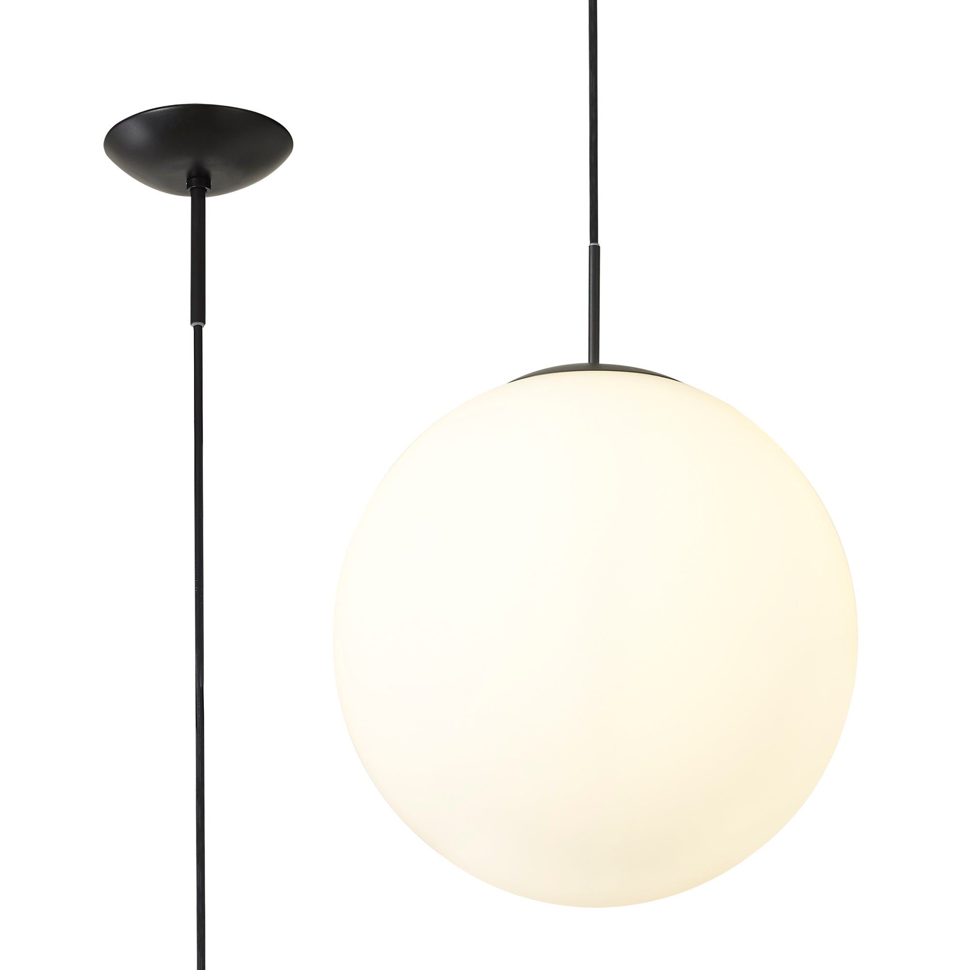 Miranda Pendant Ceiling Light Small/Medium/Large - Polished Chrome & Clear Glass/Copper & Clear Glass/Satin Nickel & White Glass/Matt Black/Smoke Fade Glass./Antique Gold Suspension with Gold/Black Suspension With Frosted White Glass Finish IP20